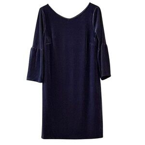 NEW Ann Taylor Bell Sleeve Velvet Knee Length Dress in Dark Gray Sz. M